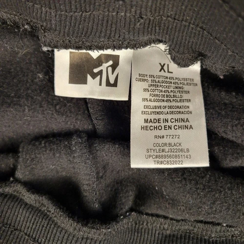 MTV Sweatpants Mens XL Black Jogger Pull On Elastic Waist Drawstring Tapered